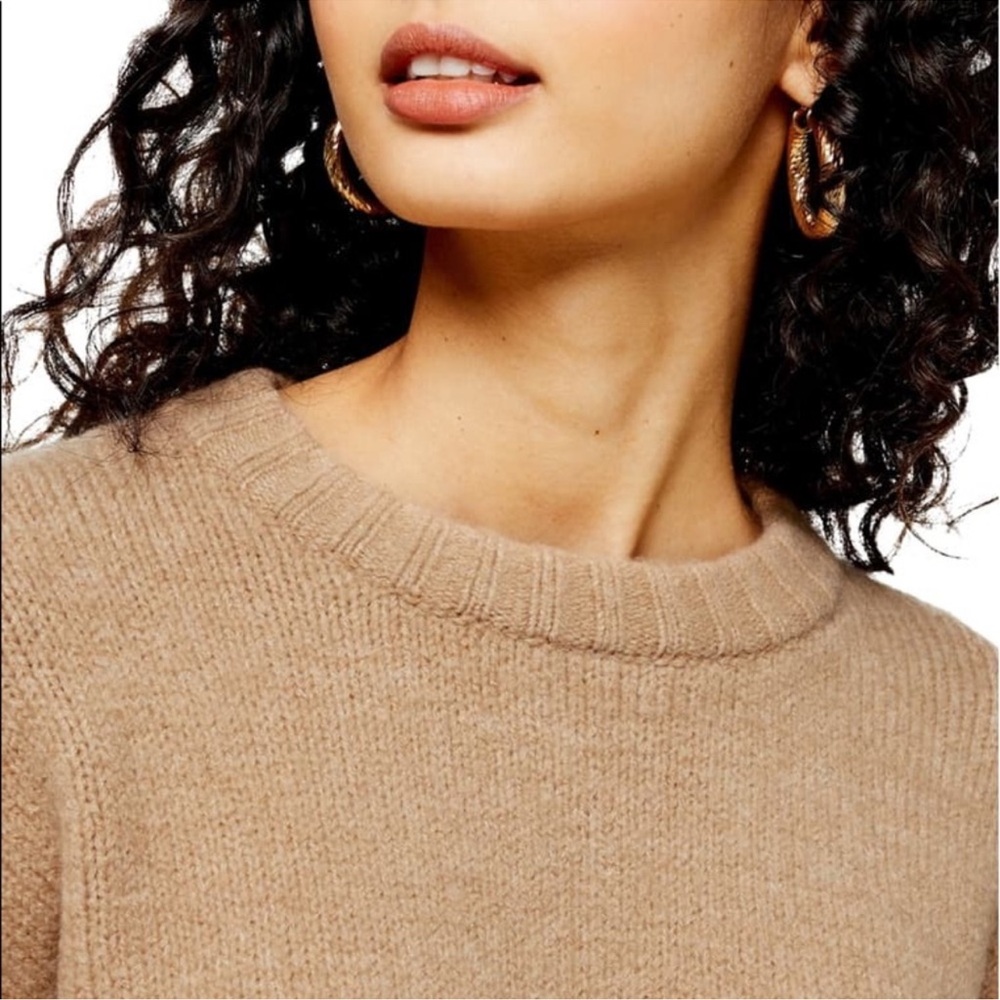 Topshop Supersoft Deep Hem Crewneck Sweater Camel XS - Picture 8 of 13